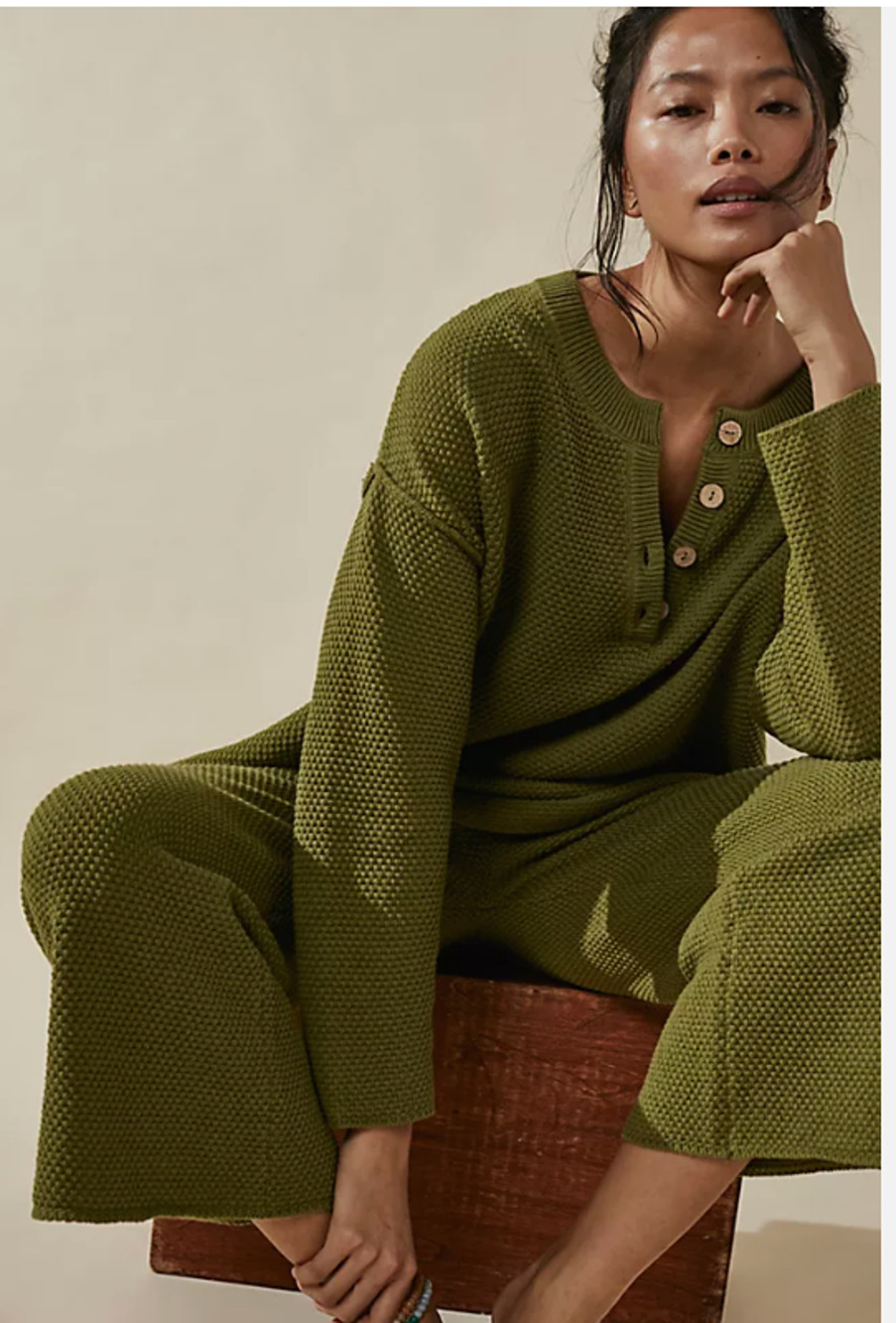 Free People Hailee Sweater Set XS Green NEW